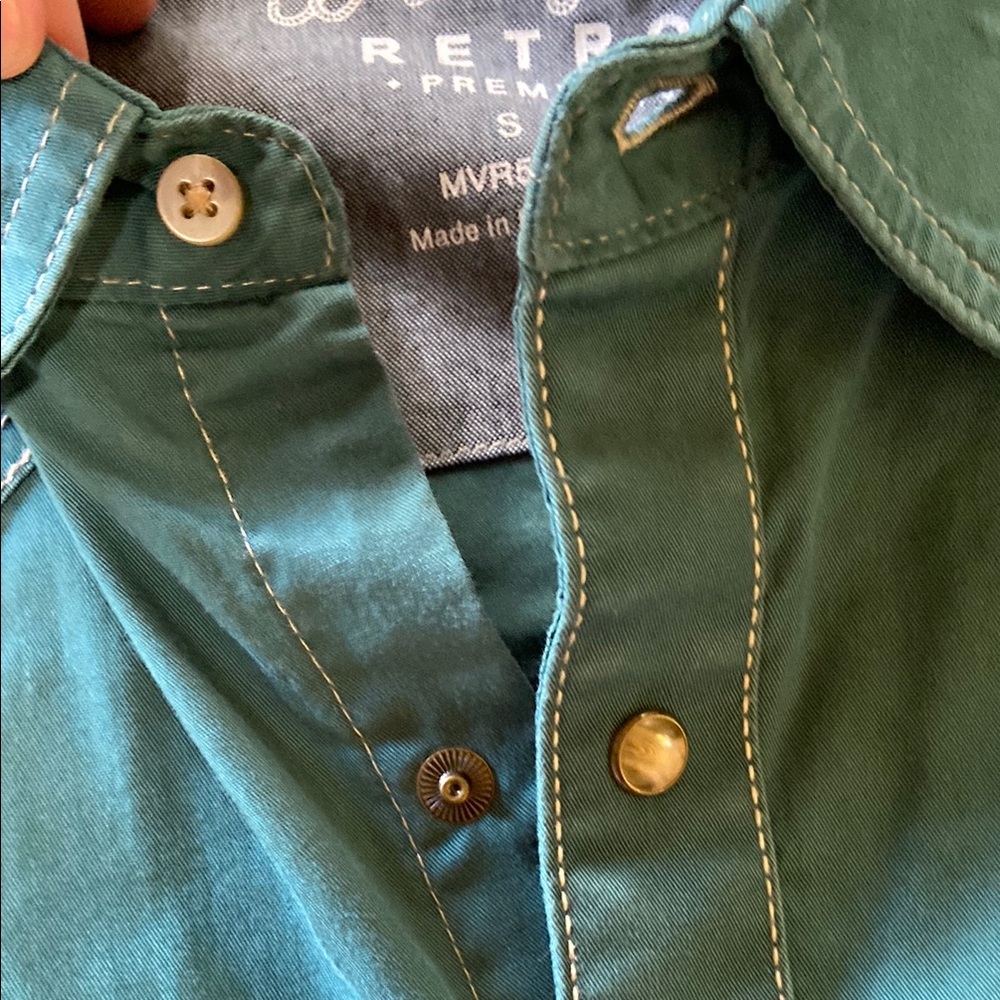 Wrangler Men's Teal Western Shirt - Size Small NWT - Picture 6 of 9